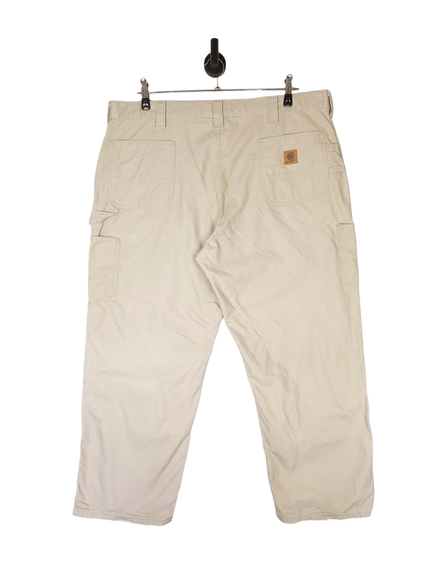 Men's Carhartt Loose Original Fit Carpenter Trousers In Beige Size W44  L30 - Picture 3 of 7